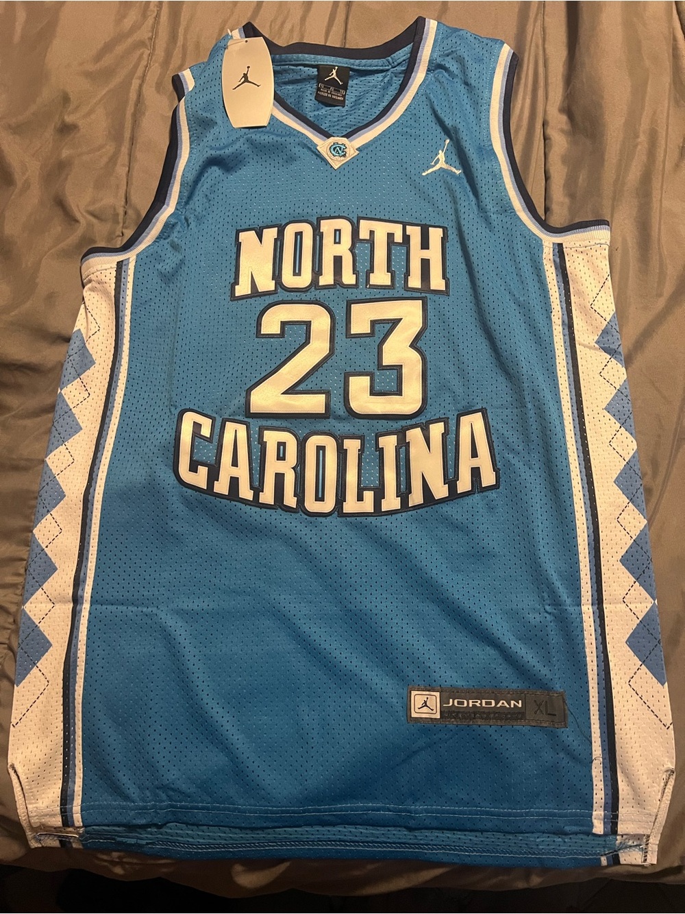 Jordan Carolina 23 Sky Blue and White Basketball Jersey new size xl